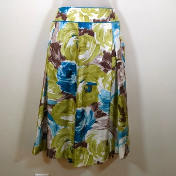 Talbots Women's Pleated Floral Silk Skirt, Size 12 - Picture 1 of 9